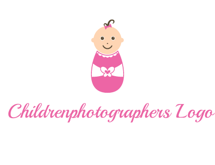 childcare logo with a baby in pink