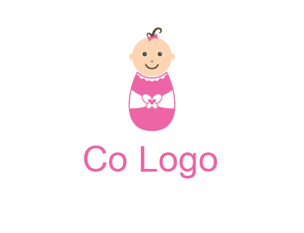 childcare logo with a baby in pink