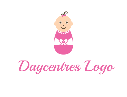 childcare logo with a baby in pink
