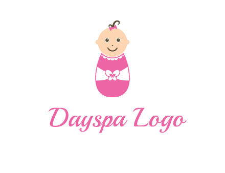 childcare logo with a baby in pink
