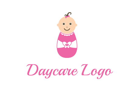 childcare logo with a baby in pink
