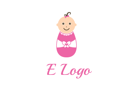 childcare logo with a baby in pink