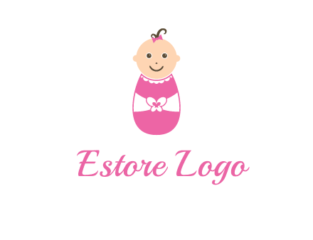 childcare logo with a baby in pink