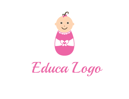 childcare logo with a baby in pink