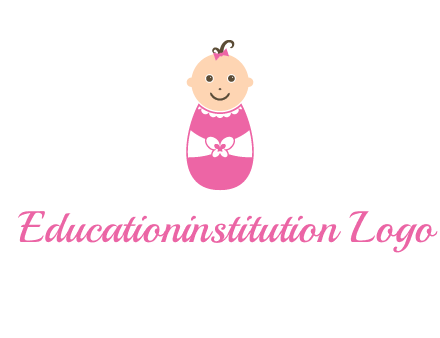 childcare logo with a baby in pink