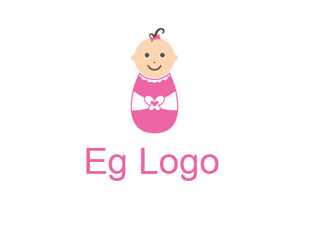 childcare logo with a baby in pink
