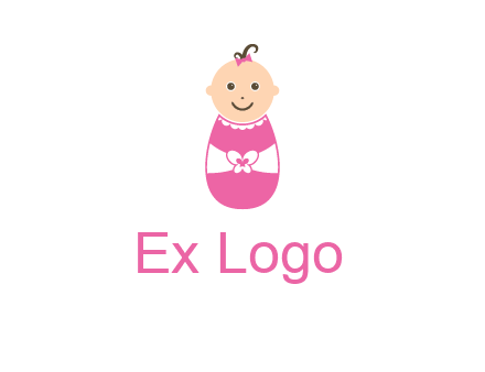 childcare logo with a baby in pink