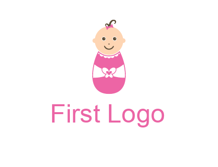 childcare logo with a baby in pink