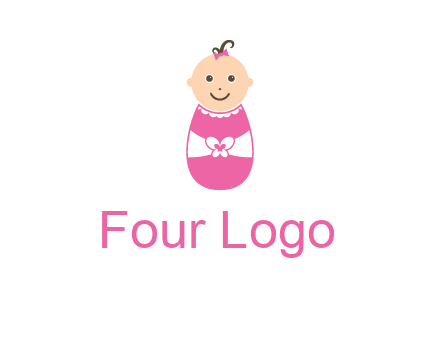 childcare logo with a baby in pink