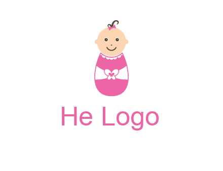 childcare logo with a baby in pink