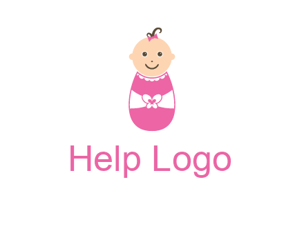 childcare logo with a baby in pink