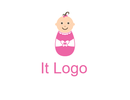 childcare logo with a baby in pink