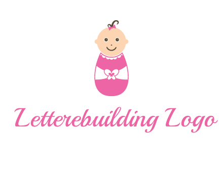 childcare logo with a baby in pink