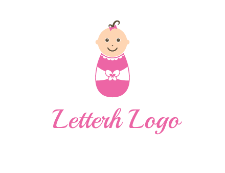 childcare logo with a baby in pink