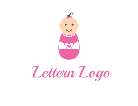 childcare logo with a baby in pink