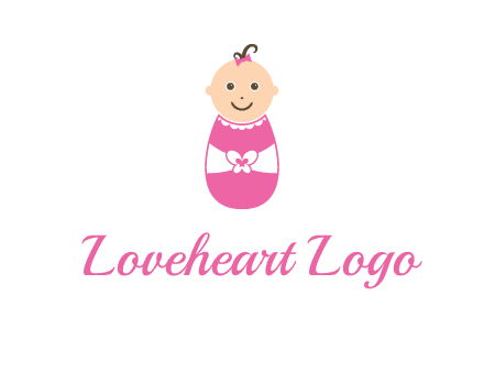 childcare logo with a baby in pink