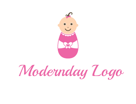 childcare logo with a baby in pink