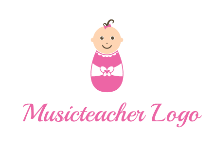 childcare logo with a baby in pink