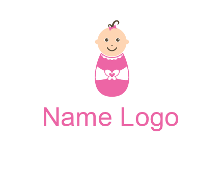 childcare logo with a baby in pink