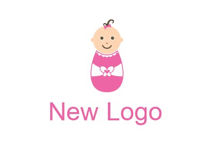 childcare logo with a baby in pink
