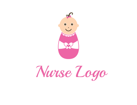 childcare logo with a baby in pink