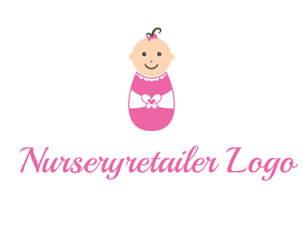 childcare logo with a baby in pink