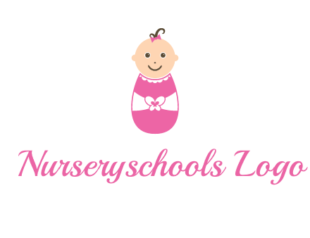 childcare logo with a baby in pink