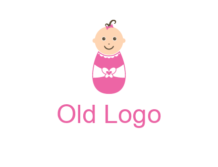 childcare logo with a baby in pink