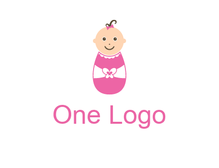 childcare logo with a baby in pink