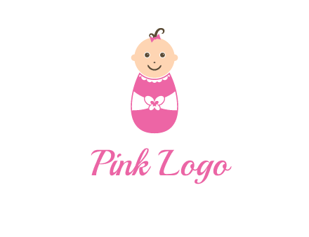 childcare logo with a baby in pink