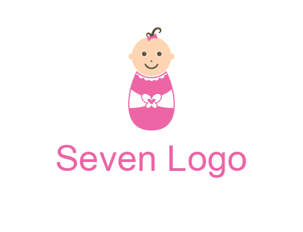 childcare logo with a baby in pink