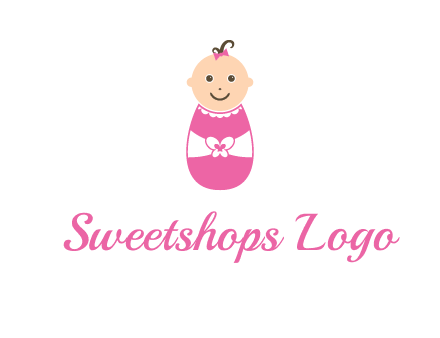 childcare logo with a baby in pink