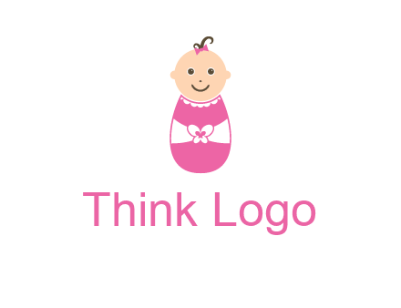 childcare logo with a baby in pink