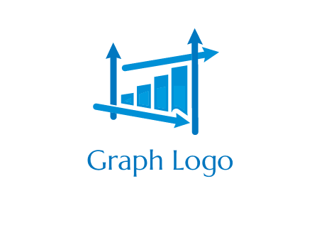 bar graph with direction arrows logo
