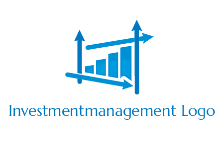 bar graph with direction arrows logo