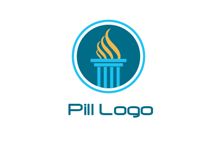 pillar with flames logo