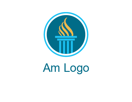 pillar with flames logo