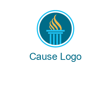 pillar with flames logo