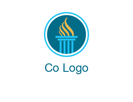 pillar with flames logo