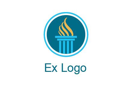 pillar with flames logo