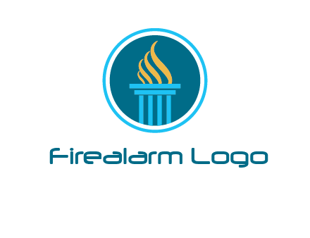 pillar with flames logo