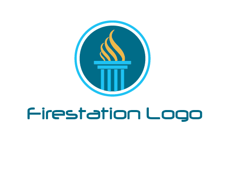 pillar with flames logo