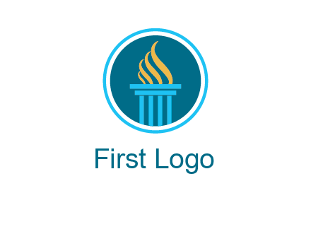 pillar with flames logo