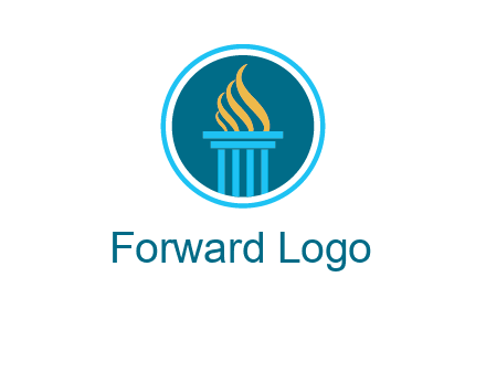 pillar with flames logo