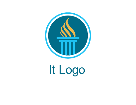 pillar with flames logo