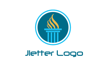 pillar with flames logo