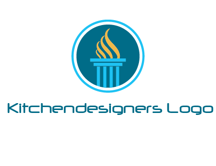 pillar with flames logo