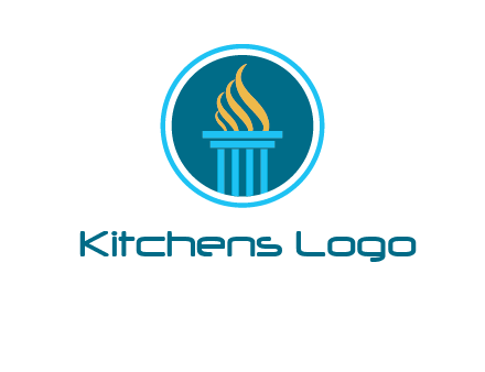 pillar with flames logo
