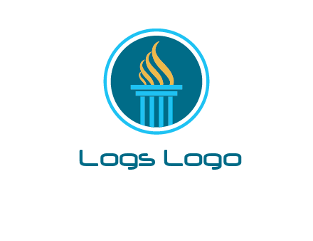 pillar with flames logo