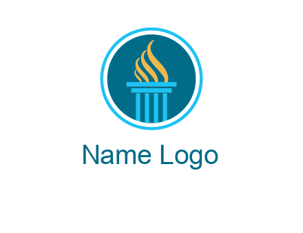 pillar with flames logo